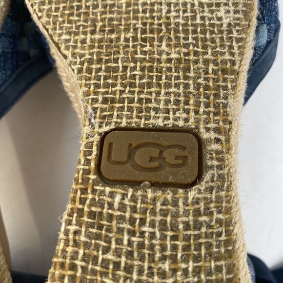 UGG Blue Delmar Woven Wedge Ankle Tie Espadrilles Sandals Womens Size 7.5 Used - Picture 13 of 16
